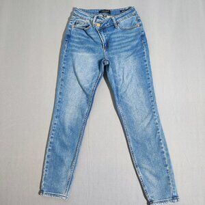 Judy Blue jeans women's  7/25 hard washed blue cross over relaxed fit high rise